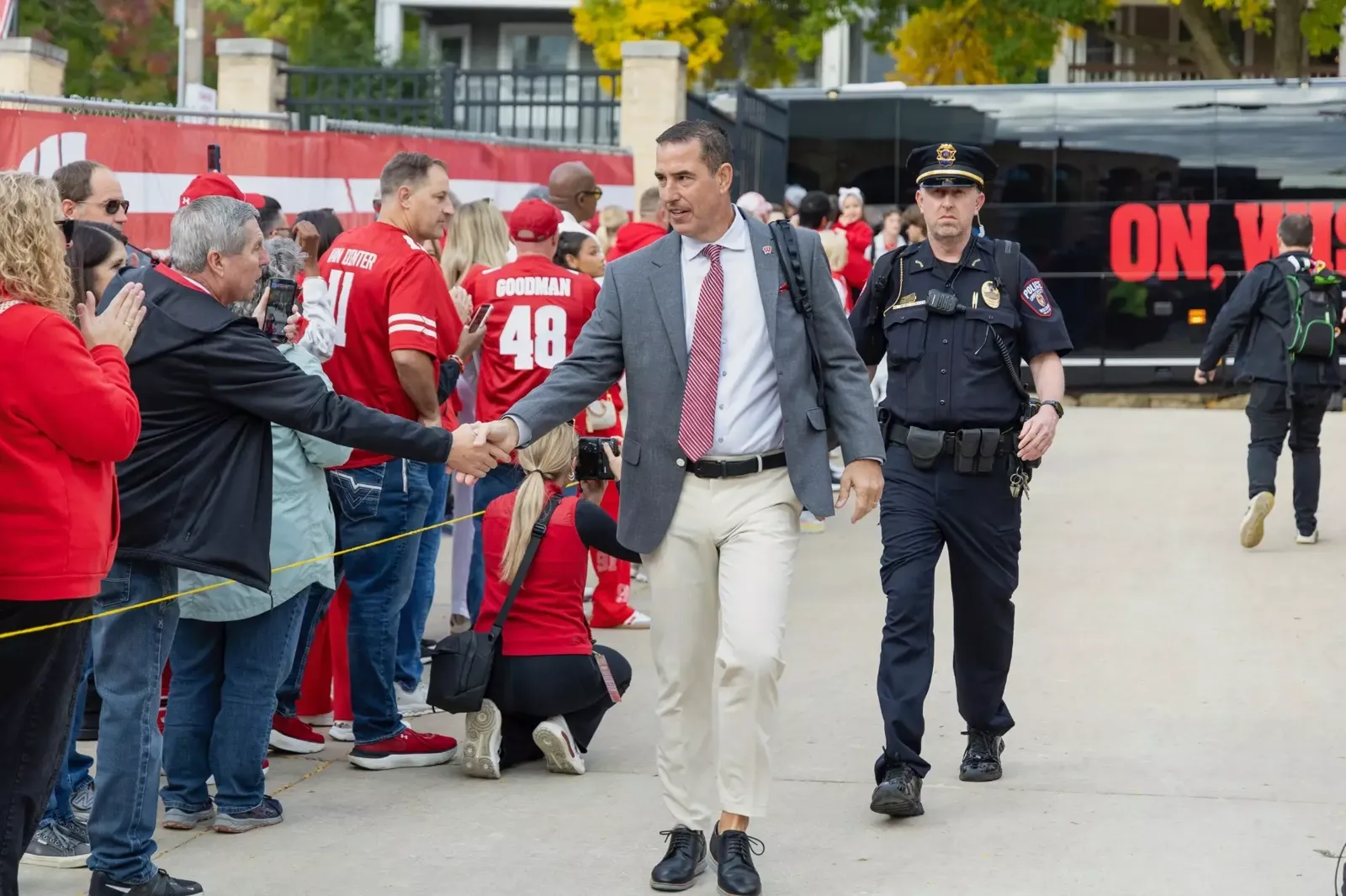 Luke Fickell arrives at Camp Randall