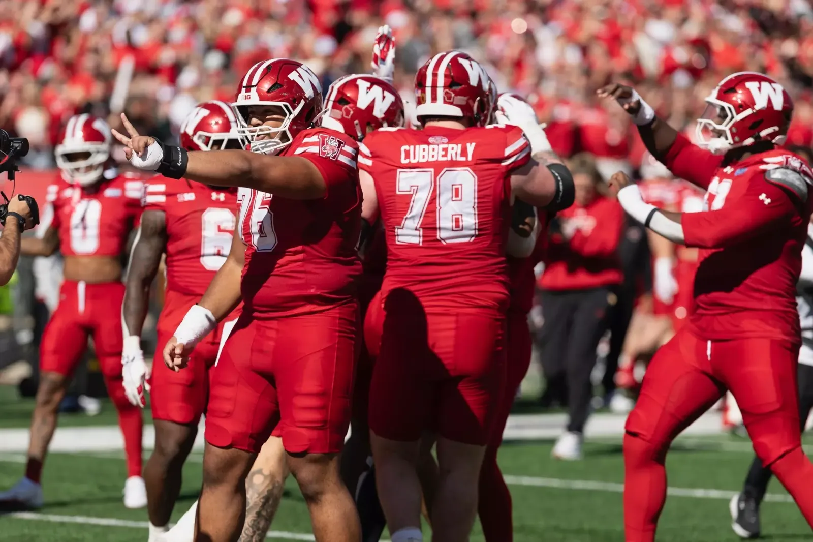 O-Line Celebrating