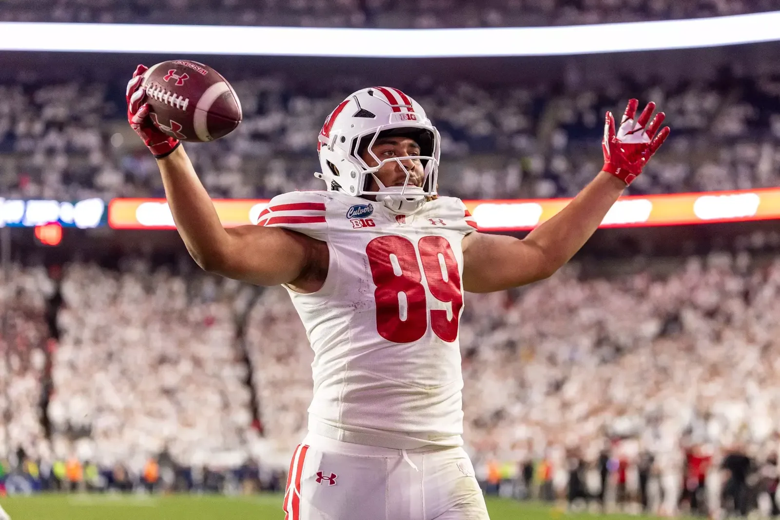 Jacob Harris celebrates a touchdown at Penn State