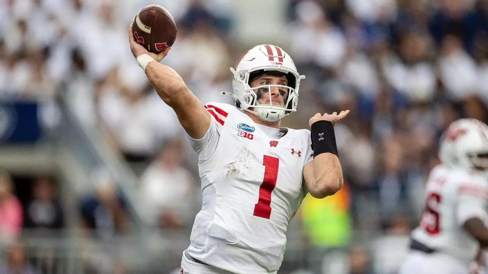 Colton Joseph (1) throws against Penn State